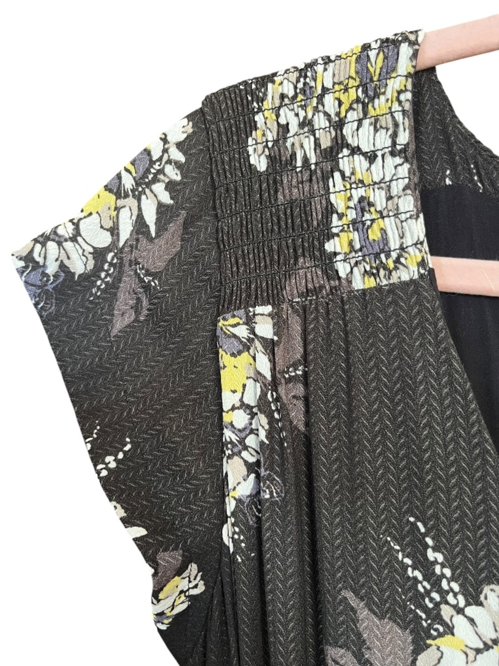 FREE PEOPLE All I Got Black Floral V-Neck Tiered Belted Boho Maxi Dress SZ 10 - Picture 6 of 13